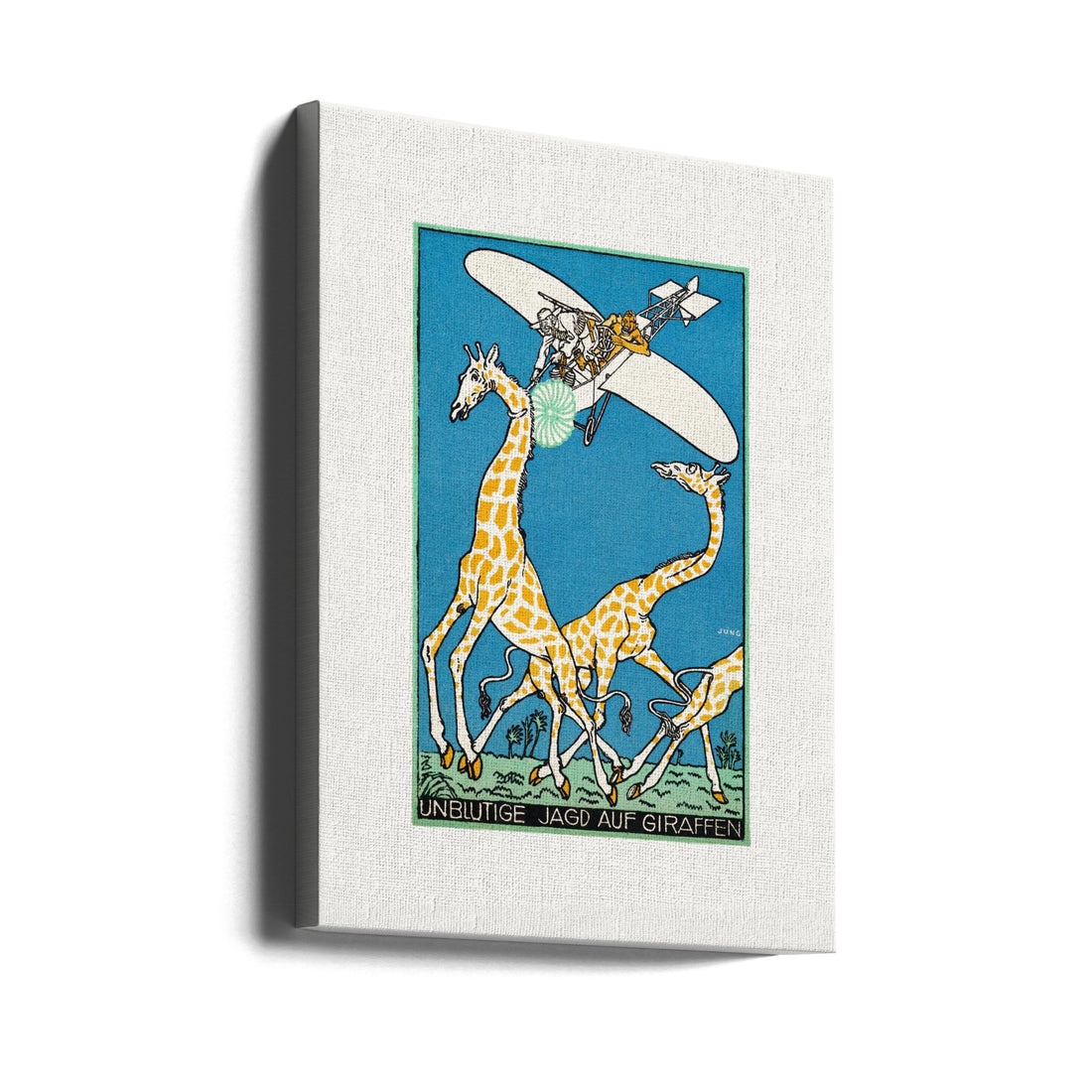 Bloodless Giraffe Hunt by Moriz Jung | Painted Giraffe Illustration, Large Canvas Wall Art Print | Artsy Earth