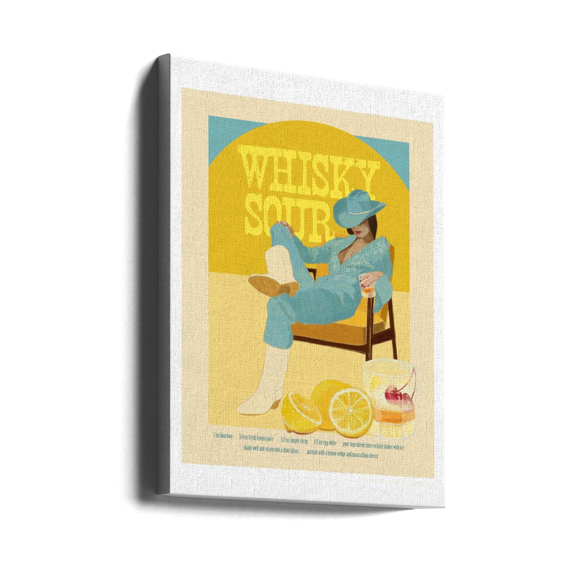 Whisky Sour Cocktail by Jenny Liz Rome | Cocktail Illustration Poster, Large Canvas Wall Art Print | Artsy Earth