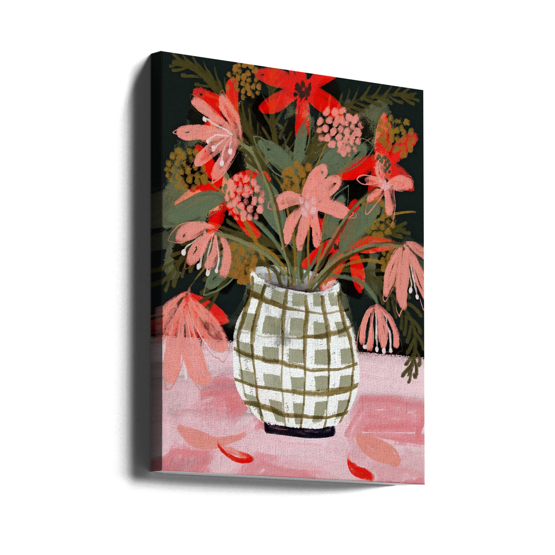 Plaid Vase by Treechild | Floral Still Life, Large Canvas Wall Art Print | Artsy Earth