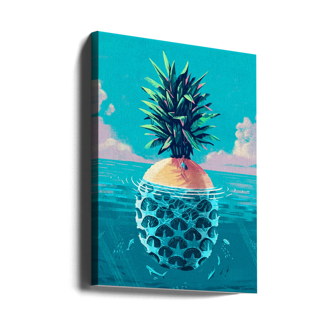 Stranded On Pineapple Island by Mark Harrison | Botanical Pineapple Painting, Large Canvas Wall Art Print | Artsy Earth