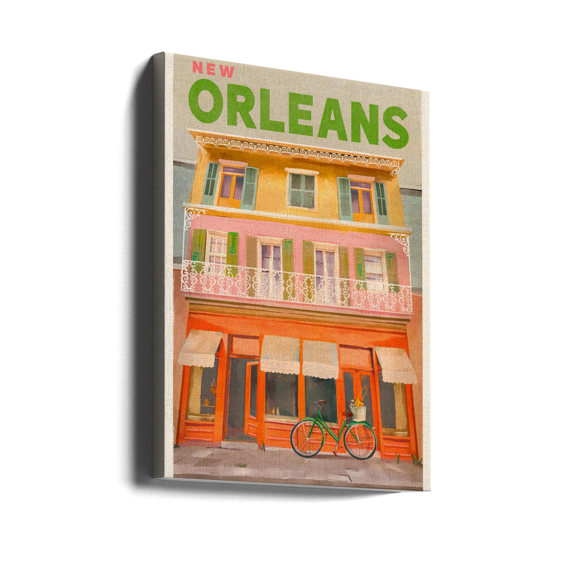 New Orleans Louisiana Vintage Travel Poster by The Whiskey Ginger | Vintage French Quarter Travel, Large Canvas Wall Art Print | Artsy Earth