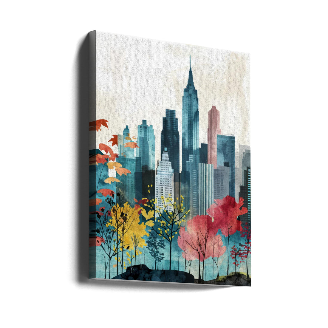 New York City Watercolor by Justyna Jaszke | Urban Cityscape Art, Large Canvas Wall Art Print | Artsy Earth