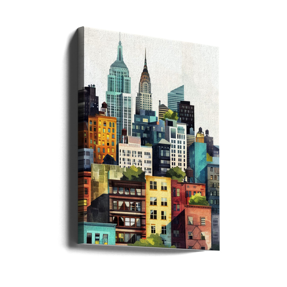 New York City Watercolor by Justyna Jaszke | Urban Cityscape Art, Large Canvas Wall Art Print | Artsy Earth