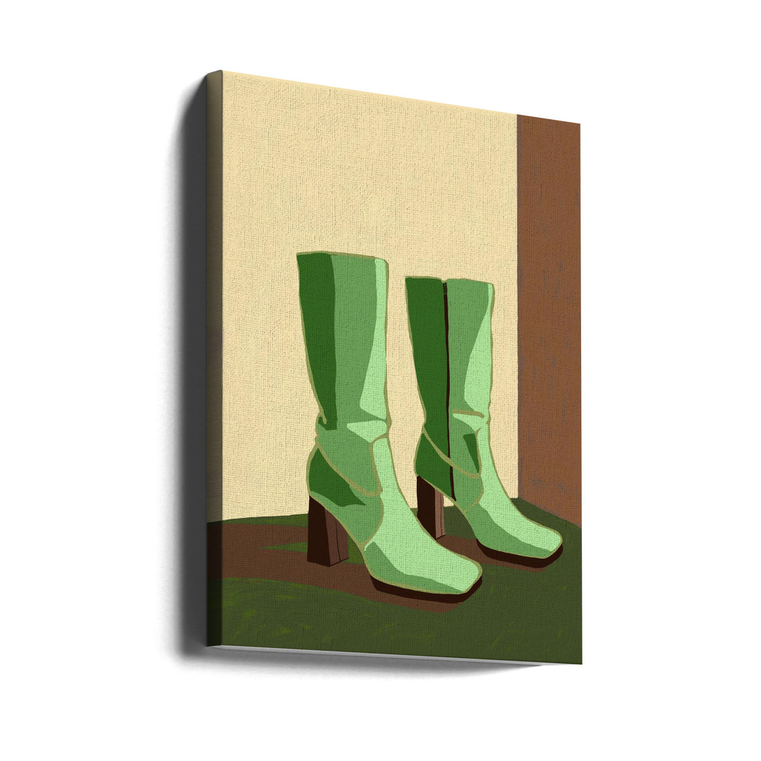 Green Boots by Sharyn Bursic | Western Leather Boots, Large Canvas Wall Art Print | Artsy Earth