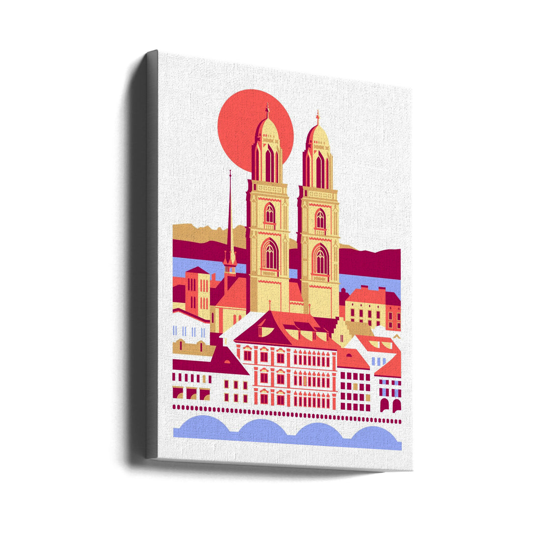 Zurich City Poster by The Blue Horse Studio | Vintage Travel Illustration, Large Canvas Wall Art Print | Artsy Earth