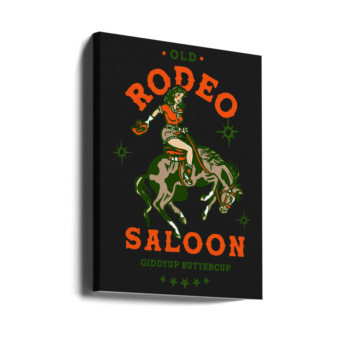 Old Rodeo Saloon Cowgirl by The Whiskey Ginger | Western Vintage Art, Large Canvas Wall Art Print | Artsy Earth