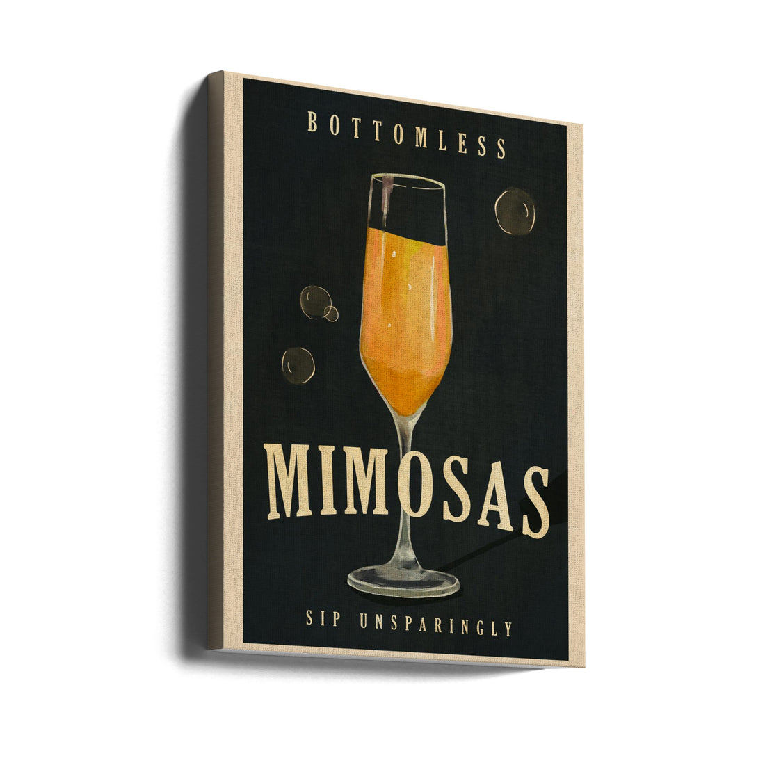 Bottomless Mimosas Art by The Whiskey Ginger | Cocktail Bar Decor, Large Canvas Wall Art Print | Artsy Earth