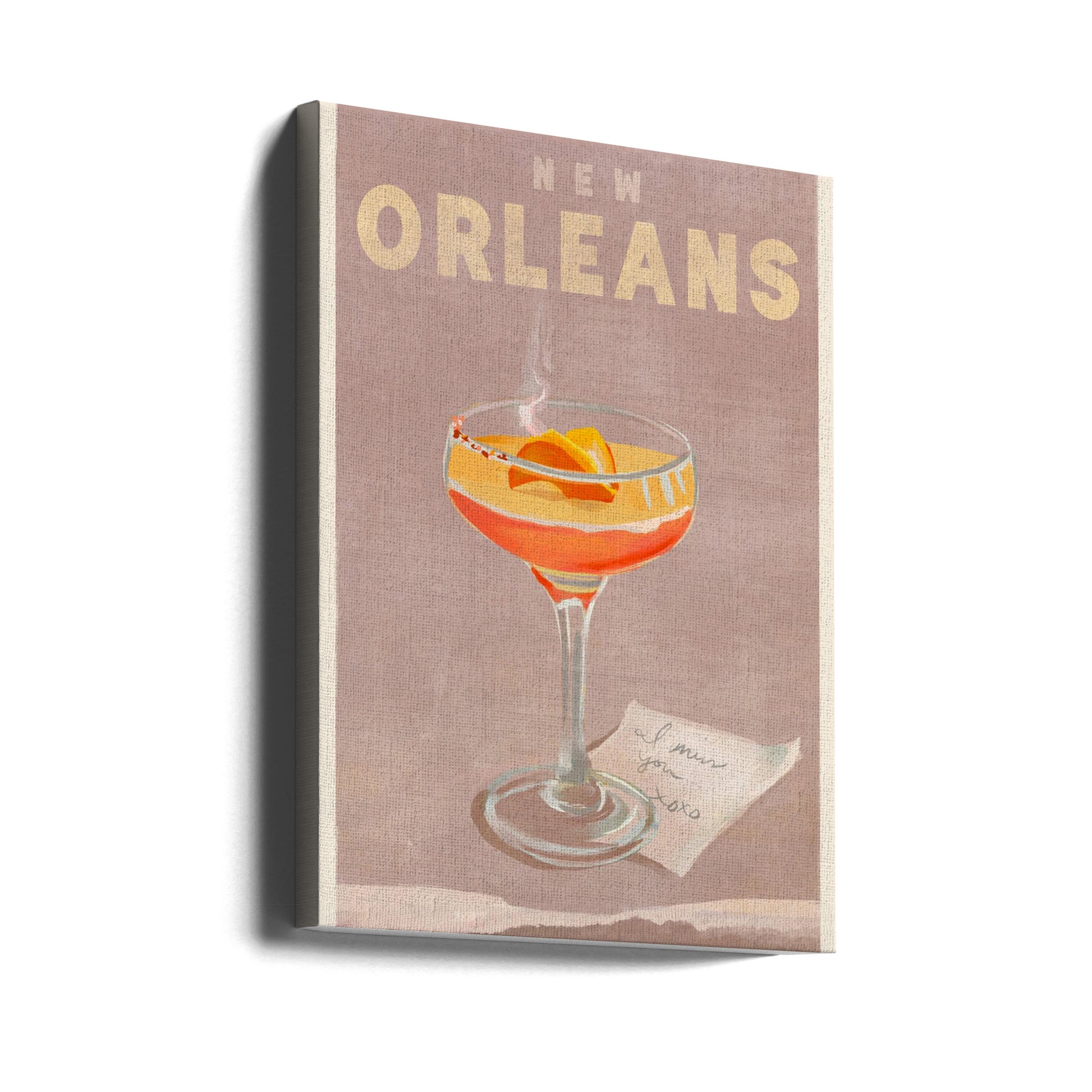 New Orleans Cocktail Travel Poster by The Whiskey Ginger | Classic Cocktail Barware, Large Canvas Wall Art Print | Artsy Earth