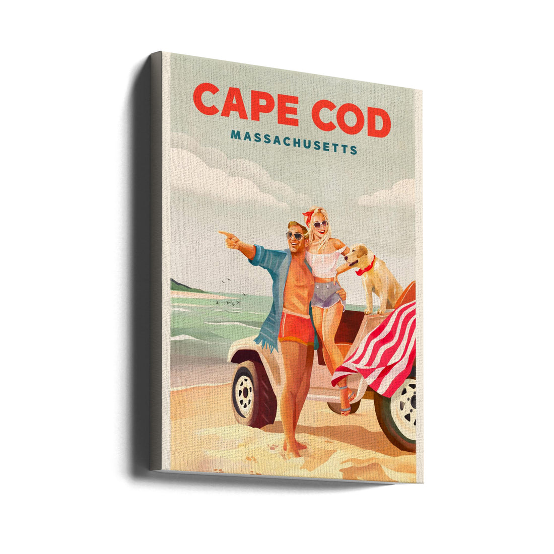 Cape Cod Summer Beach by The Whiskey Ginger | Vintage Beach Americana, Large Canvas Wall Art Print | Artsy Earth