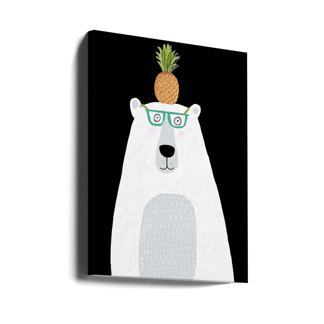 Funny Polar Bear Pineapple by Carla Daly | Cute Animal Illustration, Large Canvas Wall Art Print | Artsy Earth