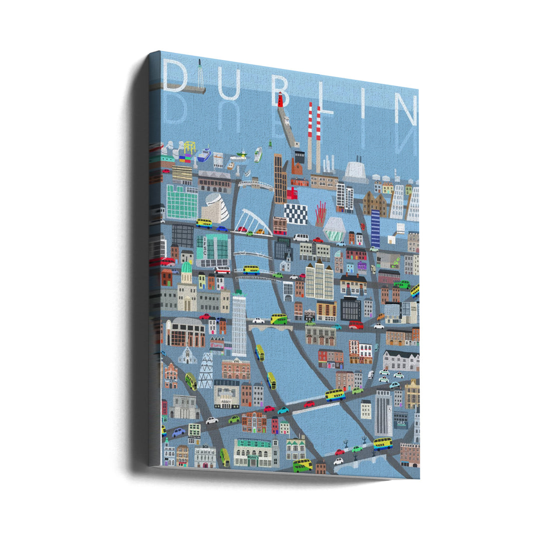 Illustrated View of Dublin City by Carla Daly | Urban Tourist Map, Large Canvas Wall Art Print | Artsy Earth