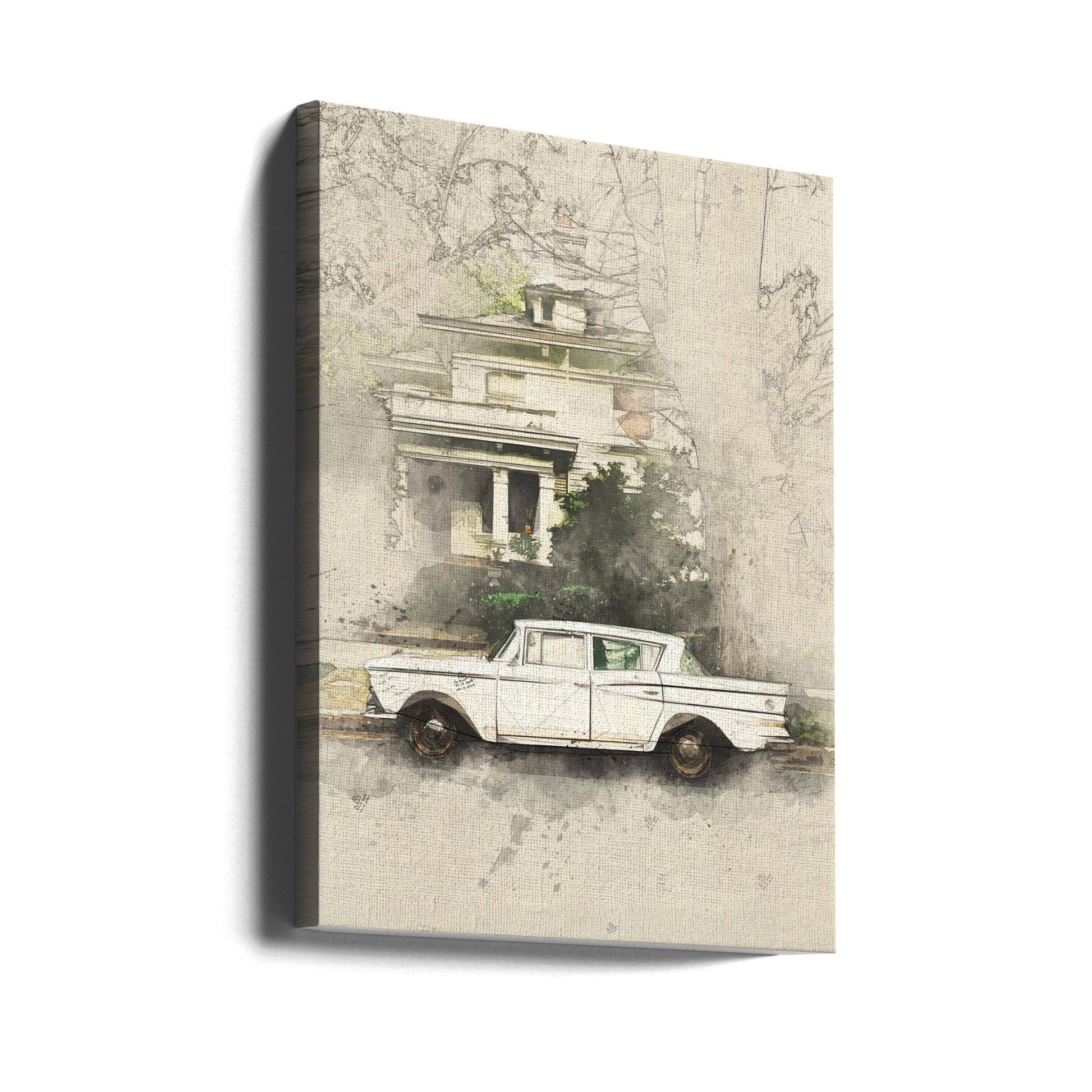 Retro Old Car by Lembayung Senja Studio [vintage Poster] | Vintage Classic Art, Large Canvas Wall Art Print | Artsy Earth