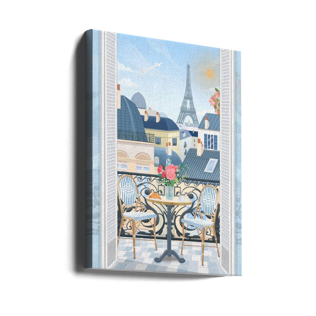 Paris Terrace by Petra Lizde | Romantic Parisian View, Large Canvas Wall Art Print | Artsy Earth