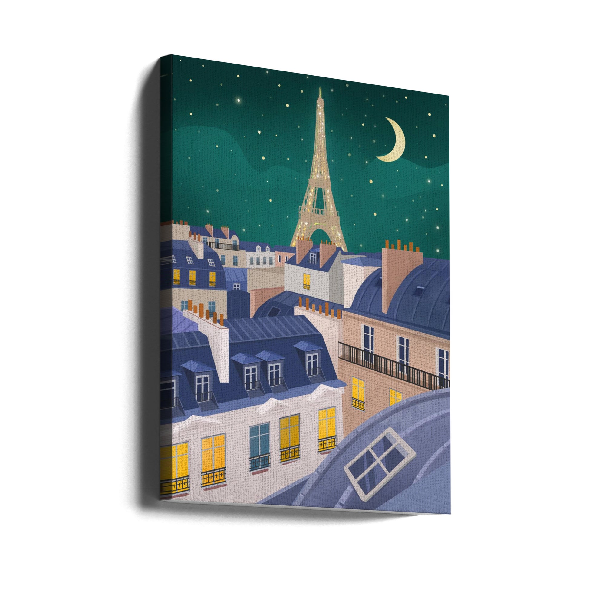 Paris at Night by Petra Lizde | Romantic Night Cityscape, Large Canvas Wall Art Print | Artsy Earth