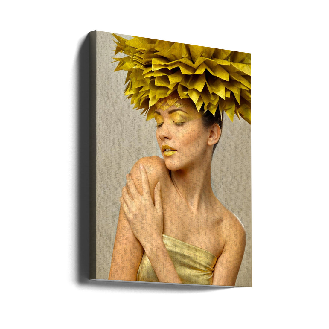 Golden Fashion Portrait by Ivan Tonov | Golden Woman Portrait, Large Canvas Wall Art Print | Artsy Earth