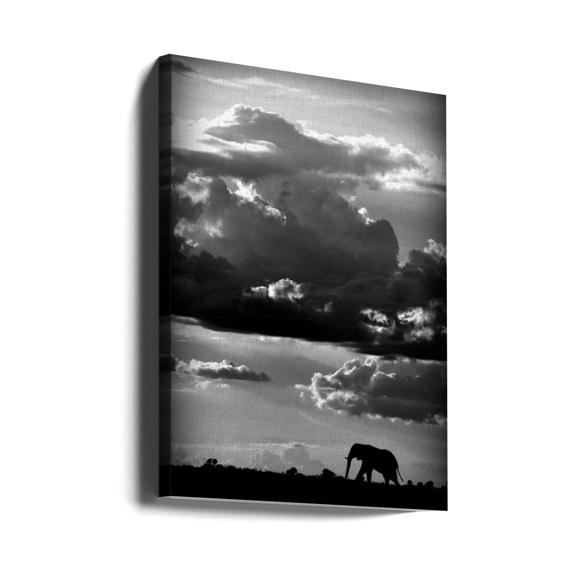 He walks under an African Sky by Wildphotoart | African Wildlife Silhouette, Large Canvas Wall Art Print | Artsy Earth