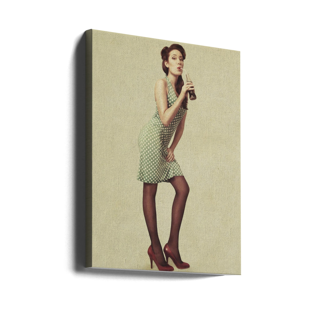 Pin Up Girl by Bart Peeters | Vintage Coca Cola Model, Large Canvas Wall Art Print | Artsy Earth