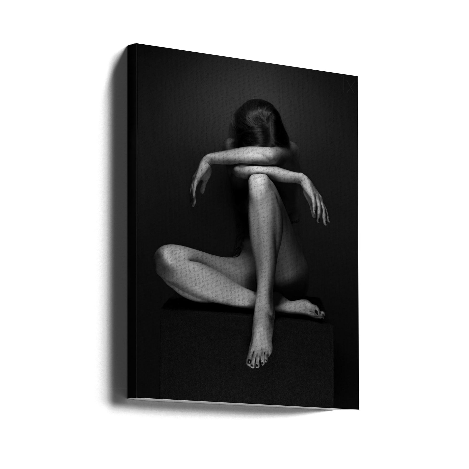 Fine Art Nude Portrait by Jozef Kiss | Black White Melancholia, Large Canvas Wall Art Print | Artsy Earth