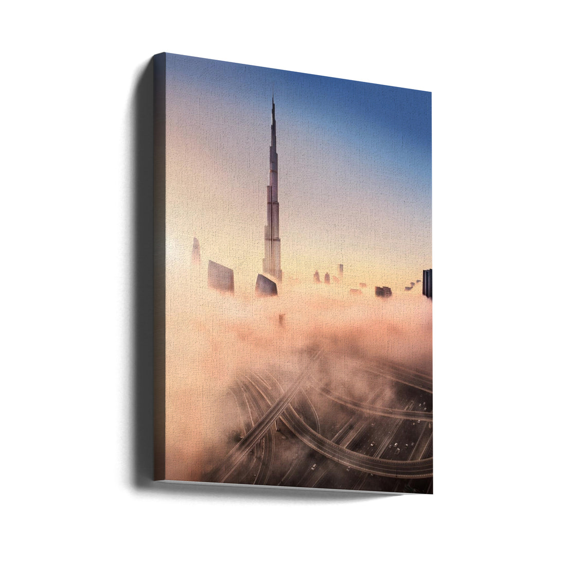 Highway to Heaven by Esmée Prexus | Dubai Skyline Sunrise, Large Canvas Wall Art Print | Artsy Earth