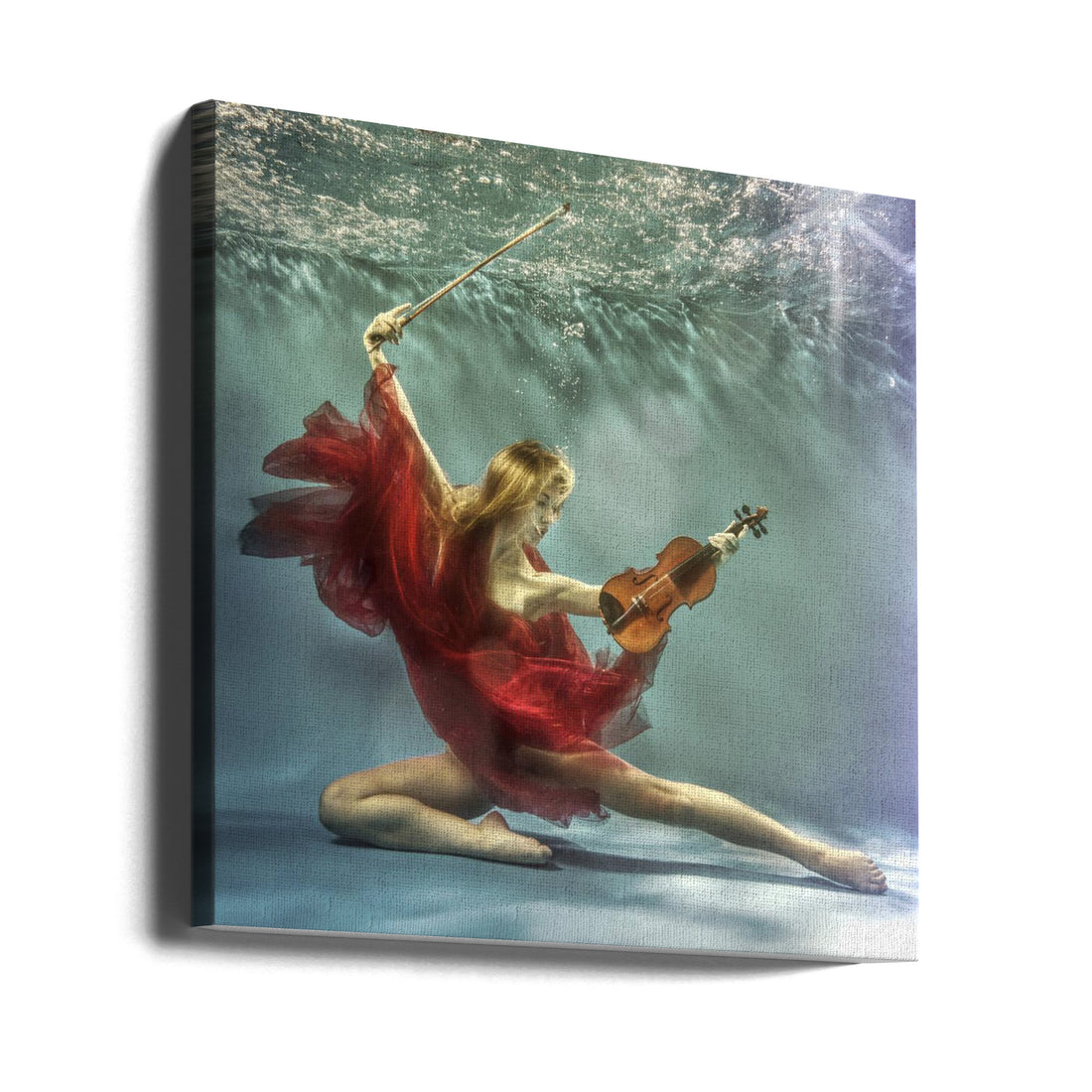 Underwater Violin Prelude by Uniquecapture | Romantic Underwater Performance, Large Canvas Wall Art Print | Artsy Earth