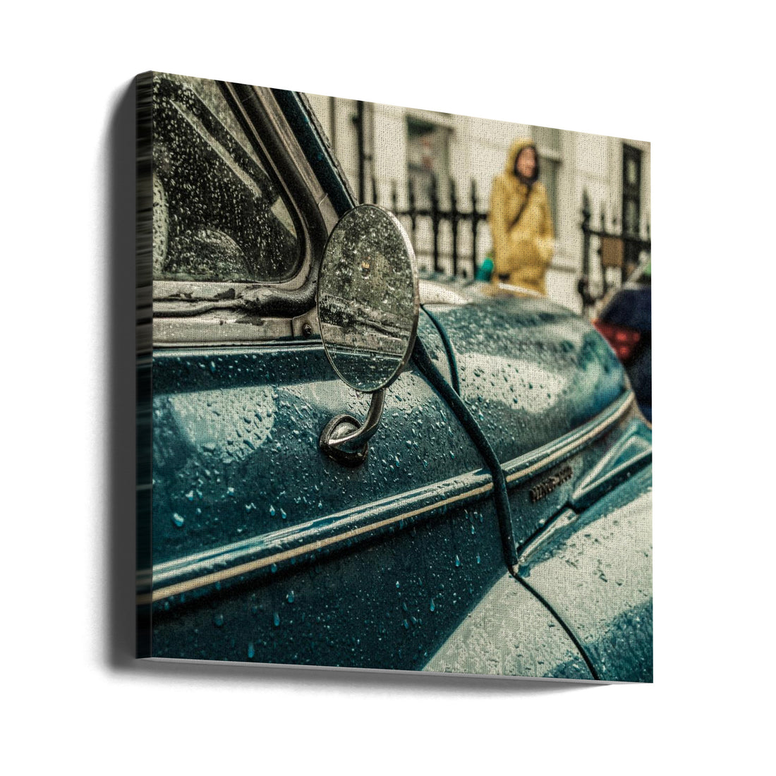 London Rain by Riccardo Berg | Vintage Rainy Mirror, Large Canvas Wall Art Print | Artsy Earth