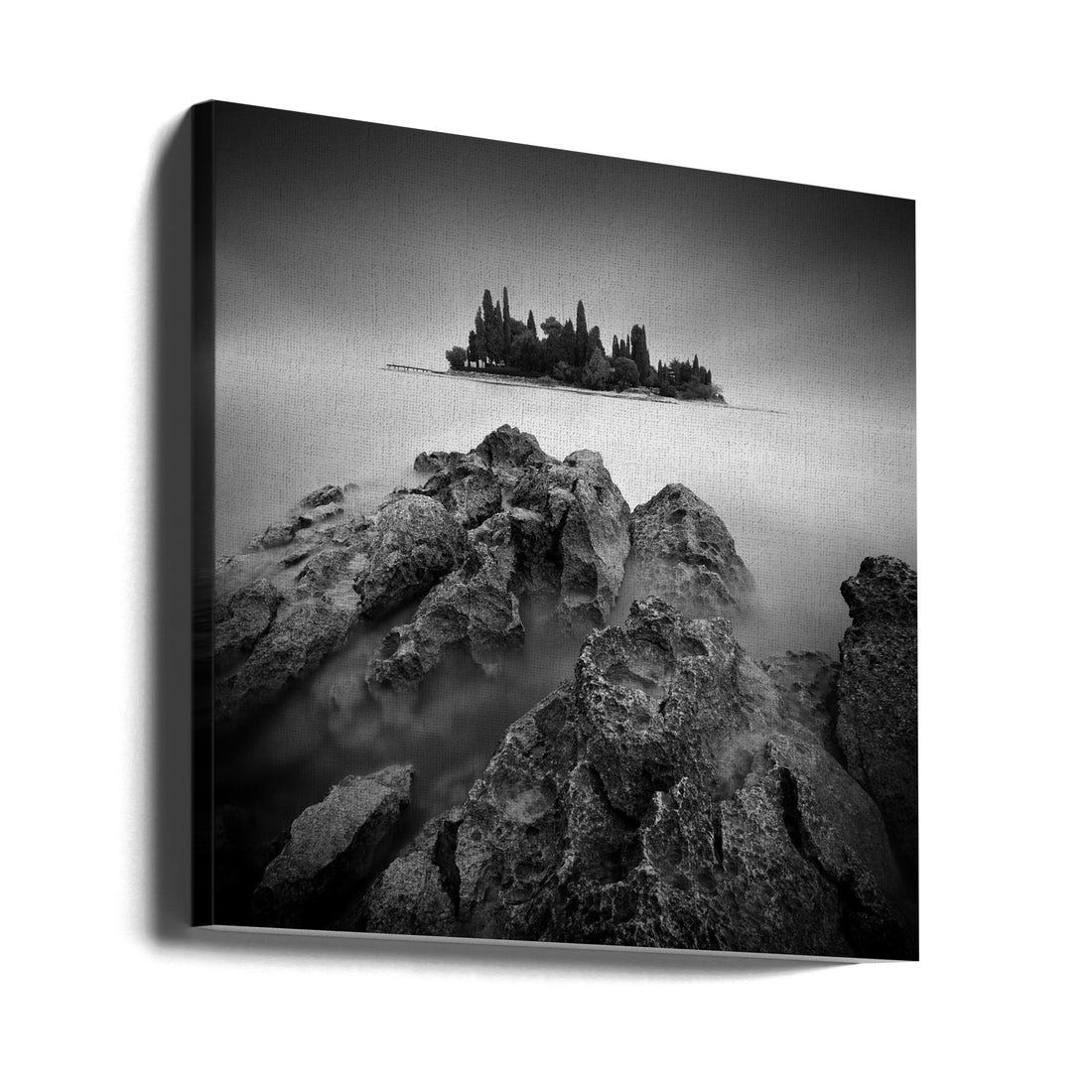 Misty Lake Island by Daniel Řeřicha | Foggy Lake Landscape, Large Canvas Wall Art Print | Artsy Earth