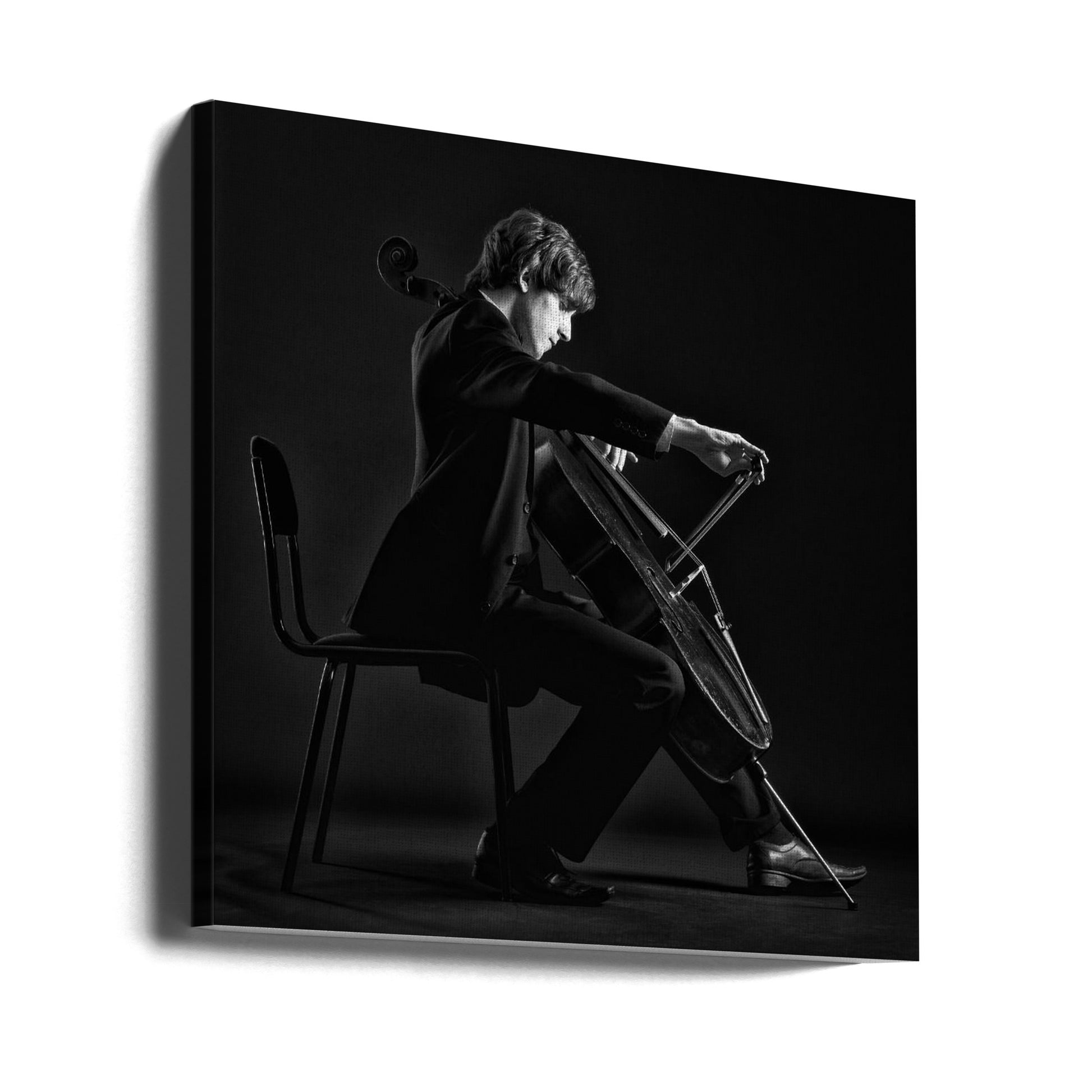 Cellist Portrait by Refat | Classical Performance Portrait, Large Canvas Wall Art Print | Artsy Earth