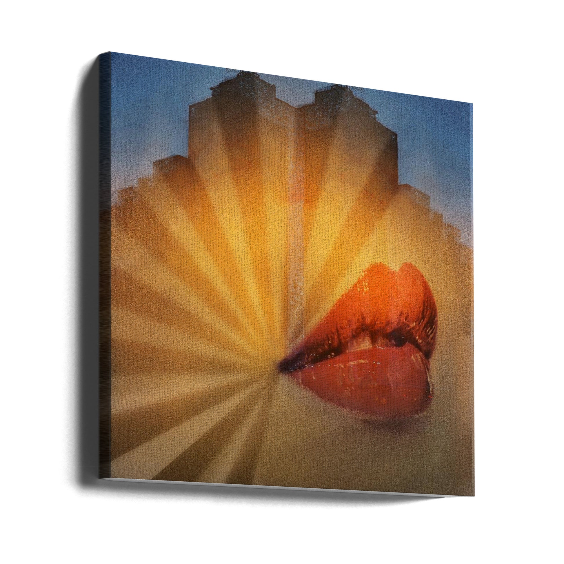 The Kiss of Red Lips by Peter Hammer | Surreal Double Exposure, Large Canvas Wall Art Print | Artsy Earth