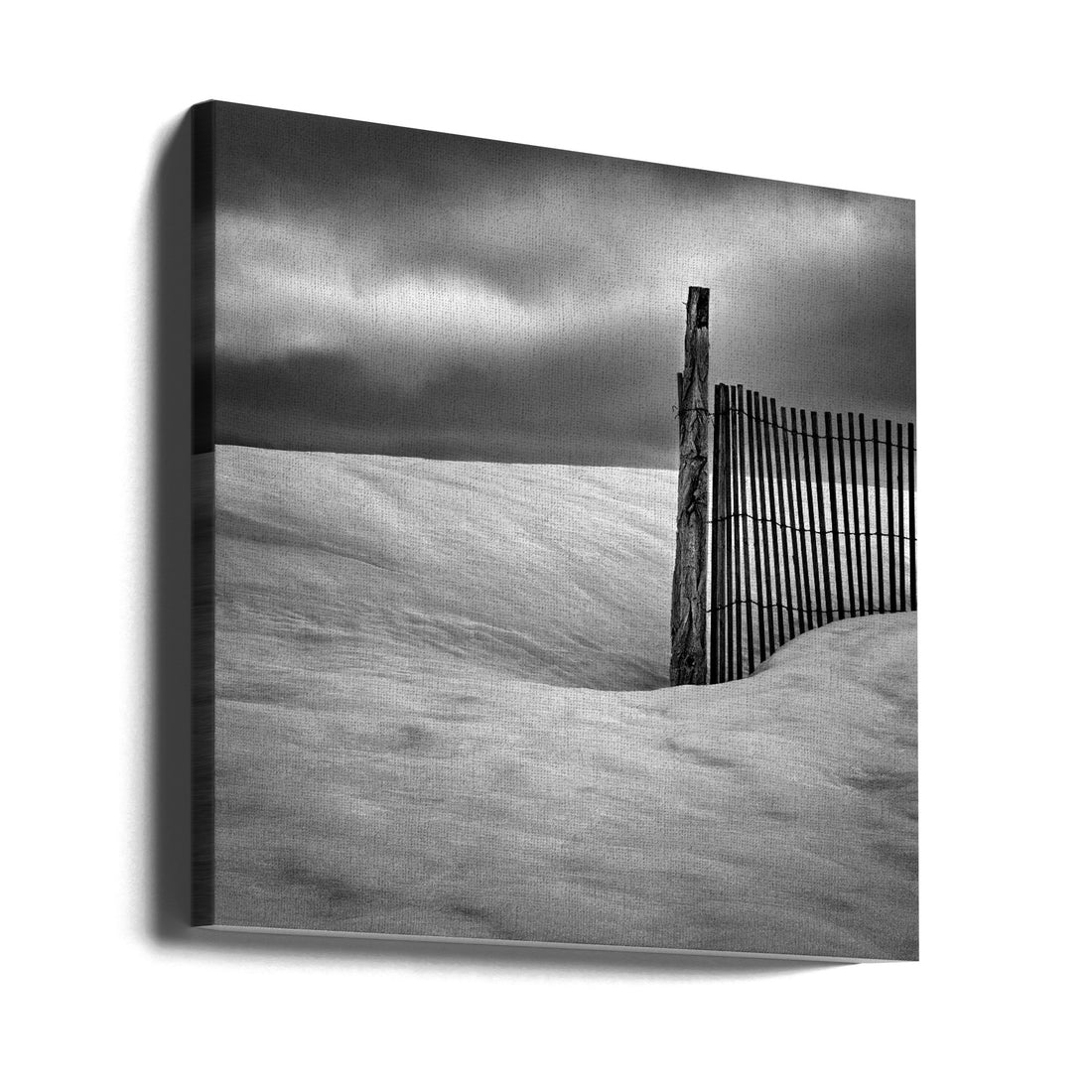 Winter Fence by Elisabeth Van Helden | Minimalist Snowy Landscape, Large Canvas Wall Art Print | Artsy Earth