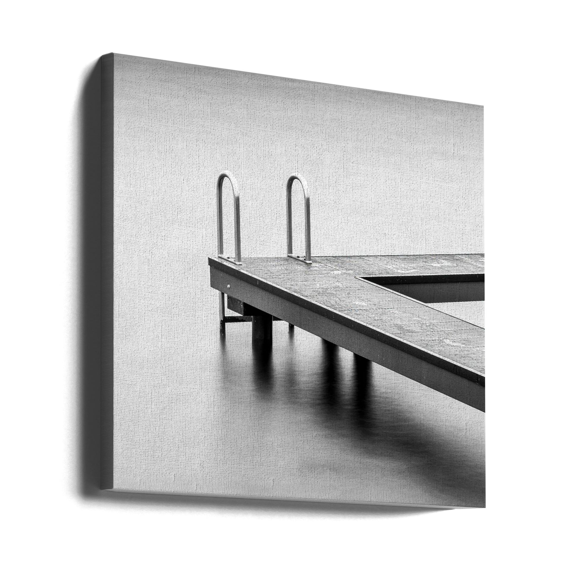 A jetty in a lake by Fred Louwen | Monochrome Lake Landscape, Large Canvas Wall Art Print | Artsy Earth