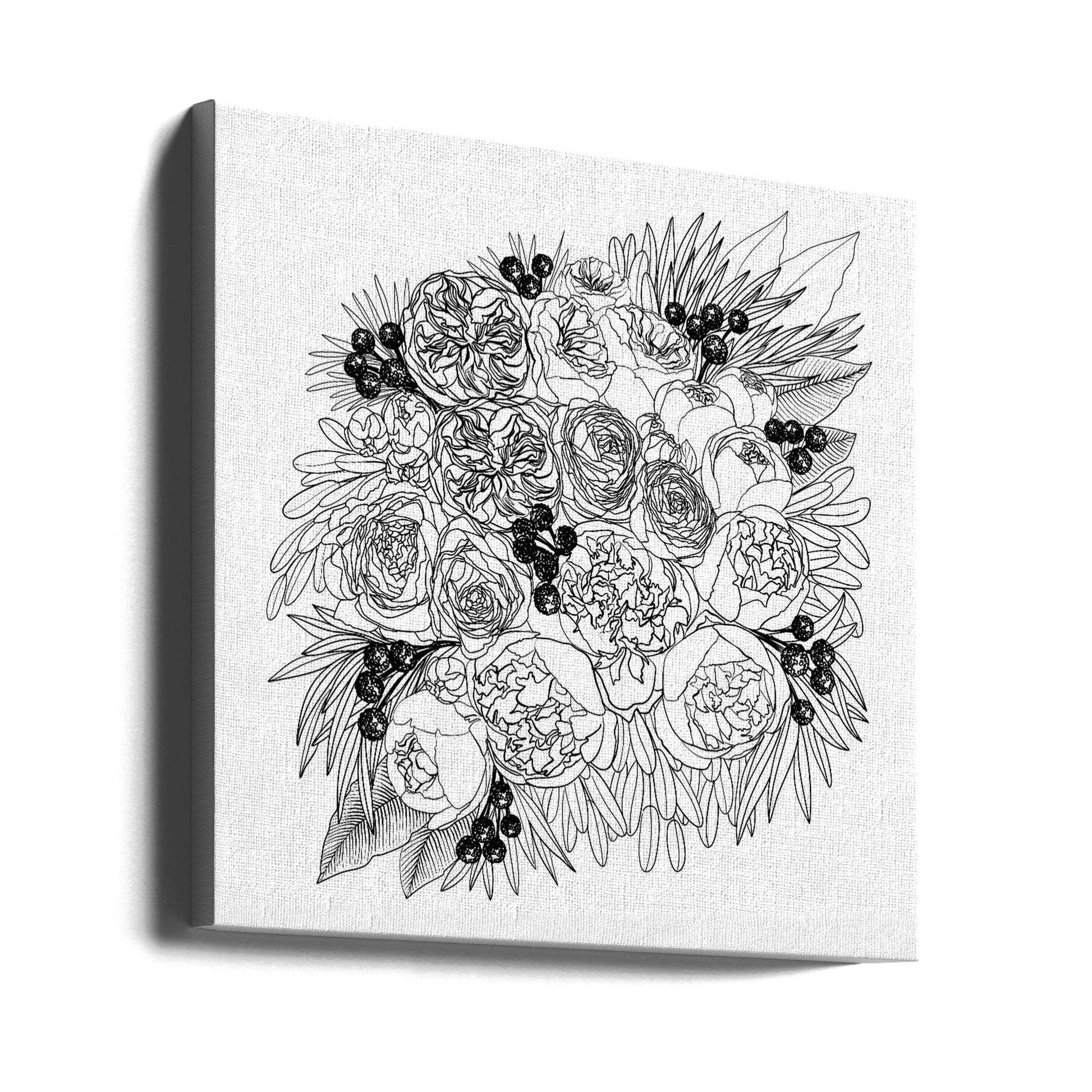 Rekha Floral Bouquet by Rosana Laiz Blursbyai | Black White Botanical, Large Canvas Wall Art Print | Artsy Earth