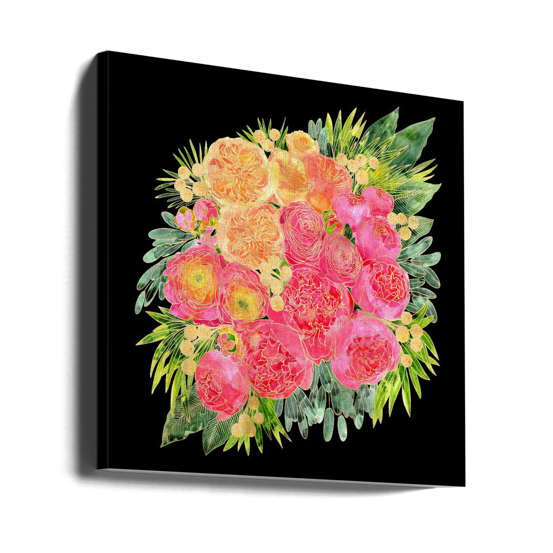 Colorful Rekha Bouquet by Rosana Laiz Blursbyai | Floral Botanical Art, Large Canvas Wall Art Print | Artsy Earth