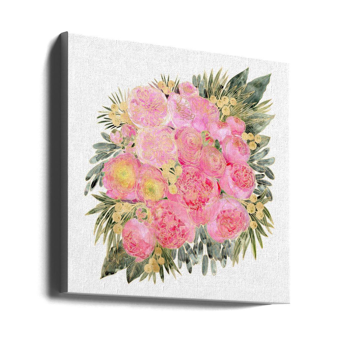 Rekha floral bouquet by Rosana Laiz Blursbyai | Pink Peony Botanical, Large Canvas Wall Art Print | Artsy Earth