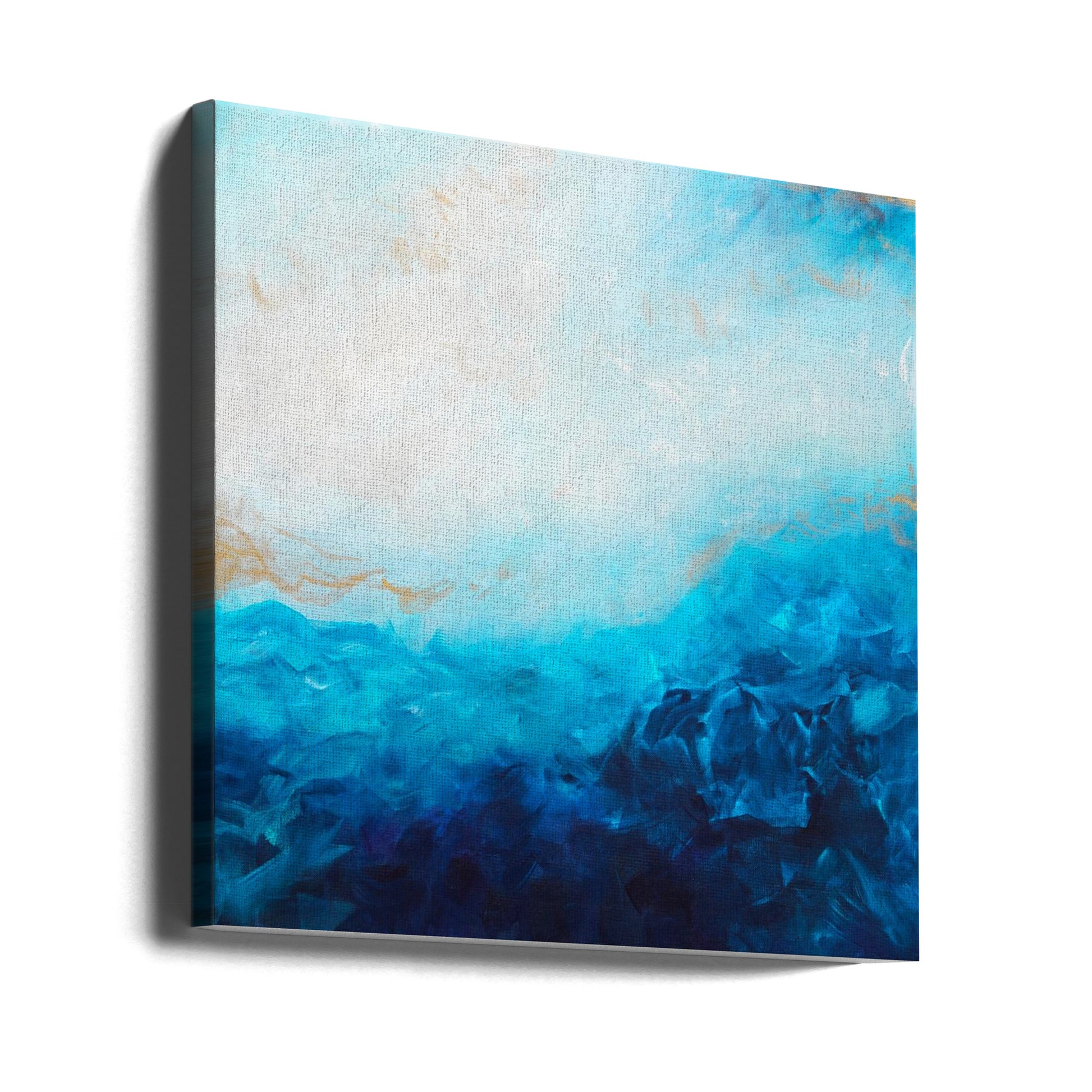 Blue Sea Golden Sunlight by Françoise Wattré | Ocean Wave Painting, Large Canvas Wall Art Print | Artsy Earth