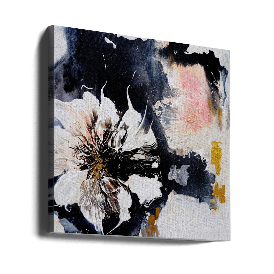 Black Gold Dahlia Art by Françoise Wattré | Modern Floral Painting, Large Canvas Wall Art Print | Artsy Earth