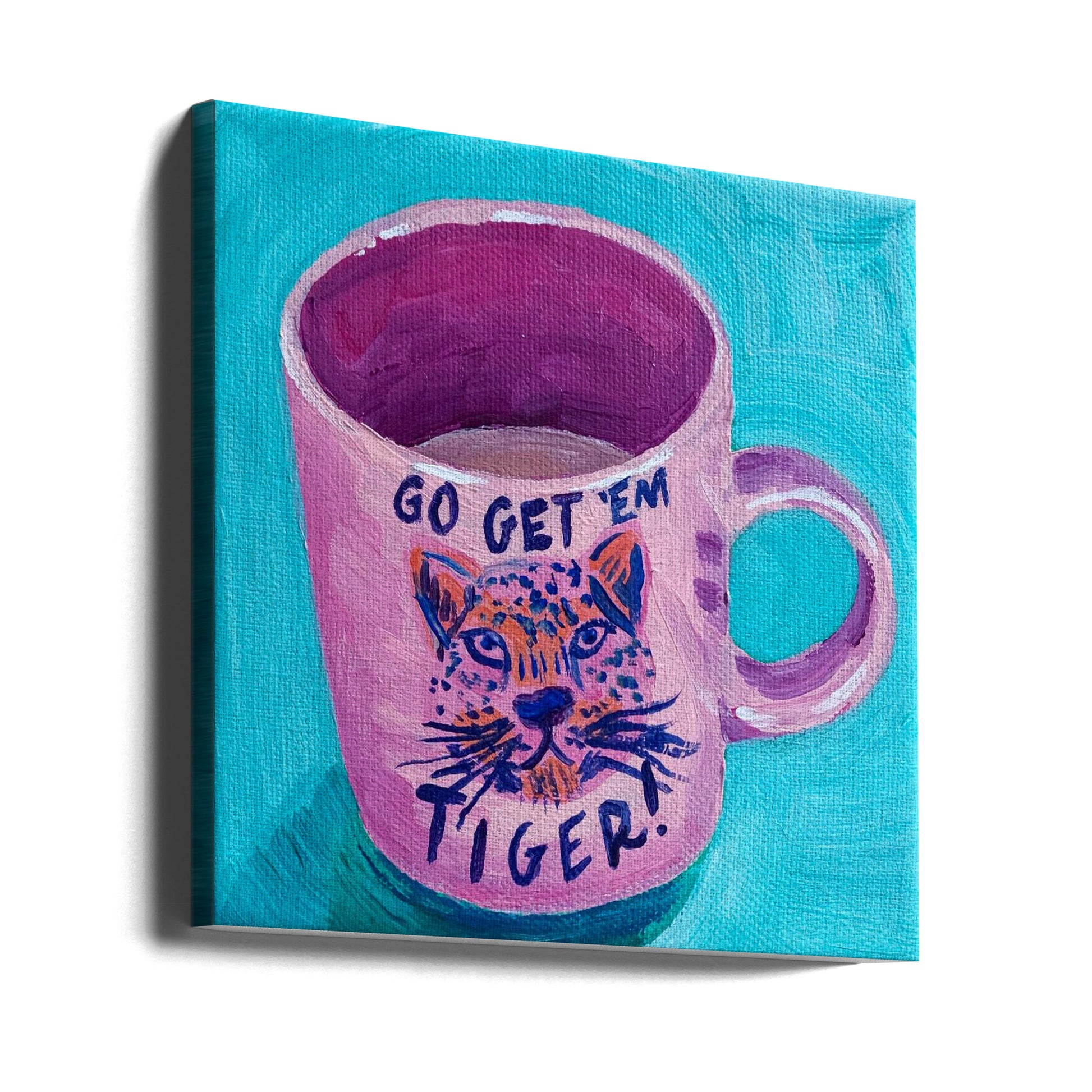 Go Get 'Em Tiger by Key And Sea Creative | Motivational Tiger Illustration, Large Canvas Wall Art Print | Artsy Earth