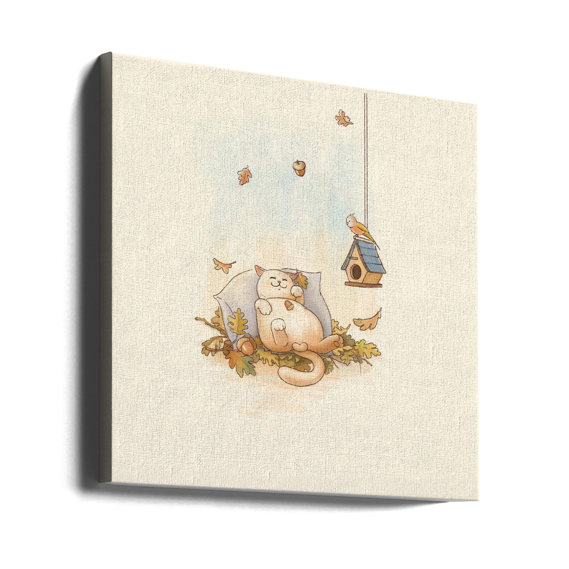 Chilling Chubby Cat by Xuan Thai | Cute Animal Illustration, Large Canvas Wall Art Print | Artsy Earth