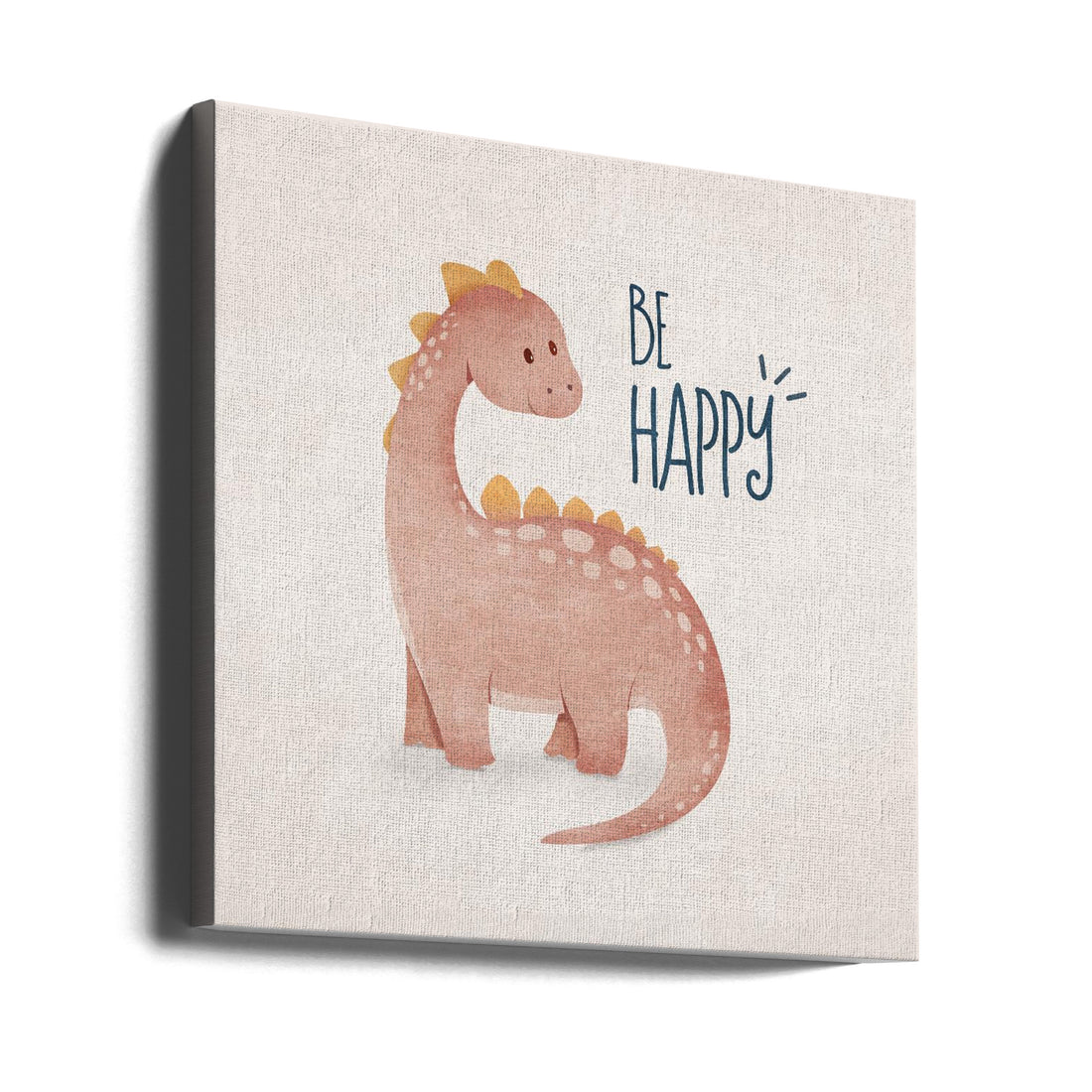 Happy Dinosaur Art by Emel Tunaboylu | Inspirational Animal Illustration, Large Canvas Wall Art Print | Artsy Earth