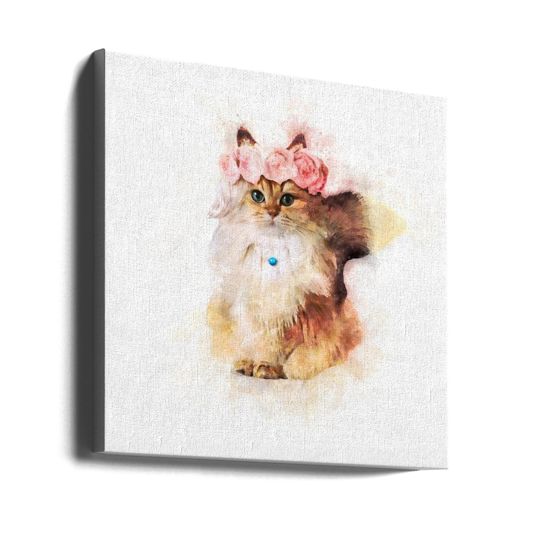 Rose Cat by Emel Tunaboylu | Floral Feline Composite, Large Canvas Wall Art Print | Artsy Earth