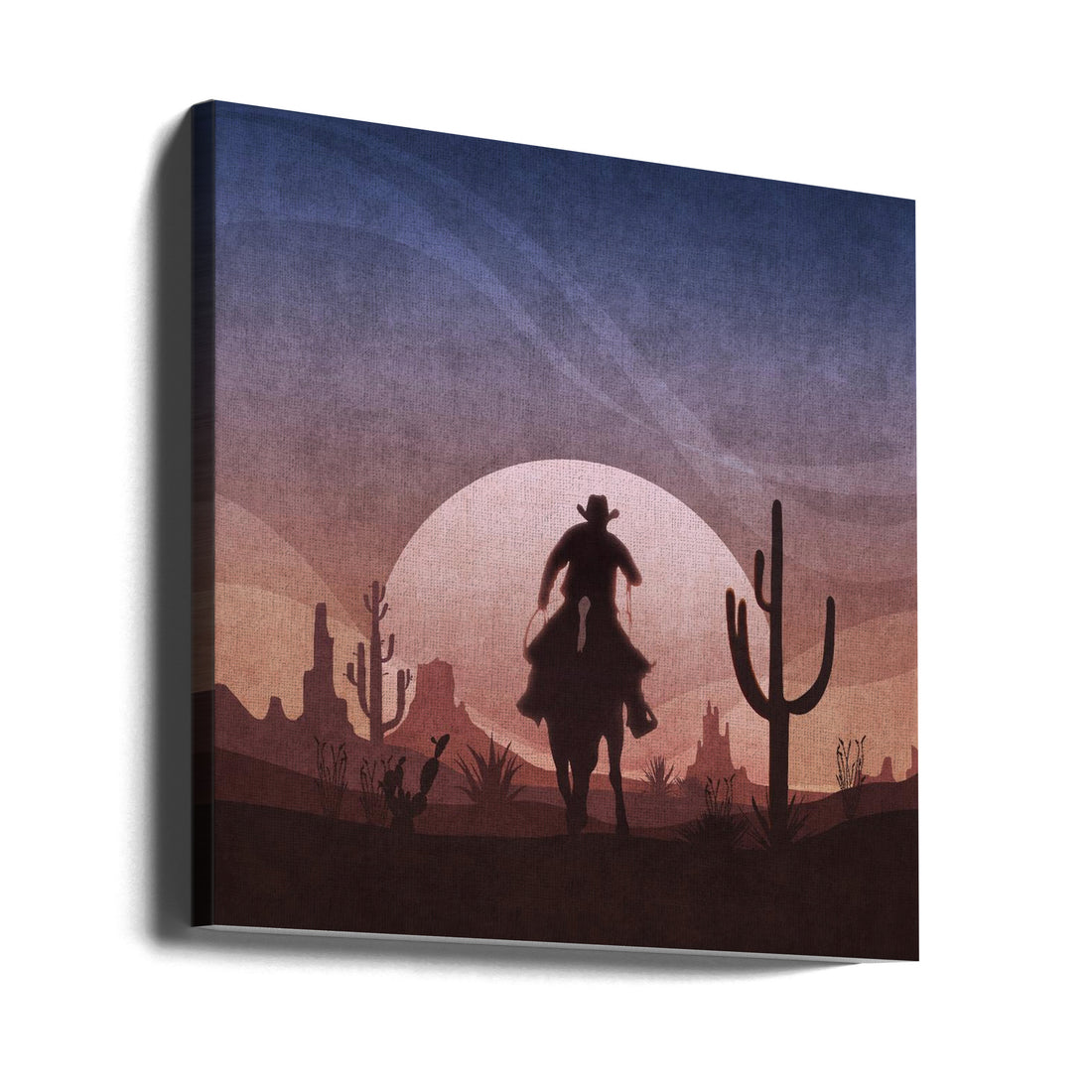 Cowboy Sunset by Emel Tunaboylu | Desert Landscape Silhouette, Large Canvas Wall Art Print | Artsy Earth