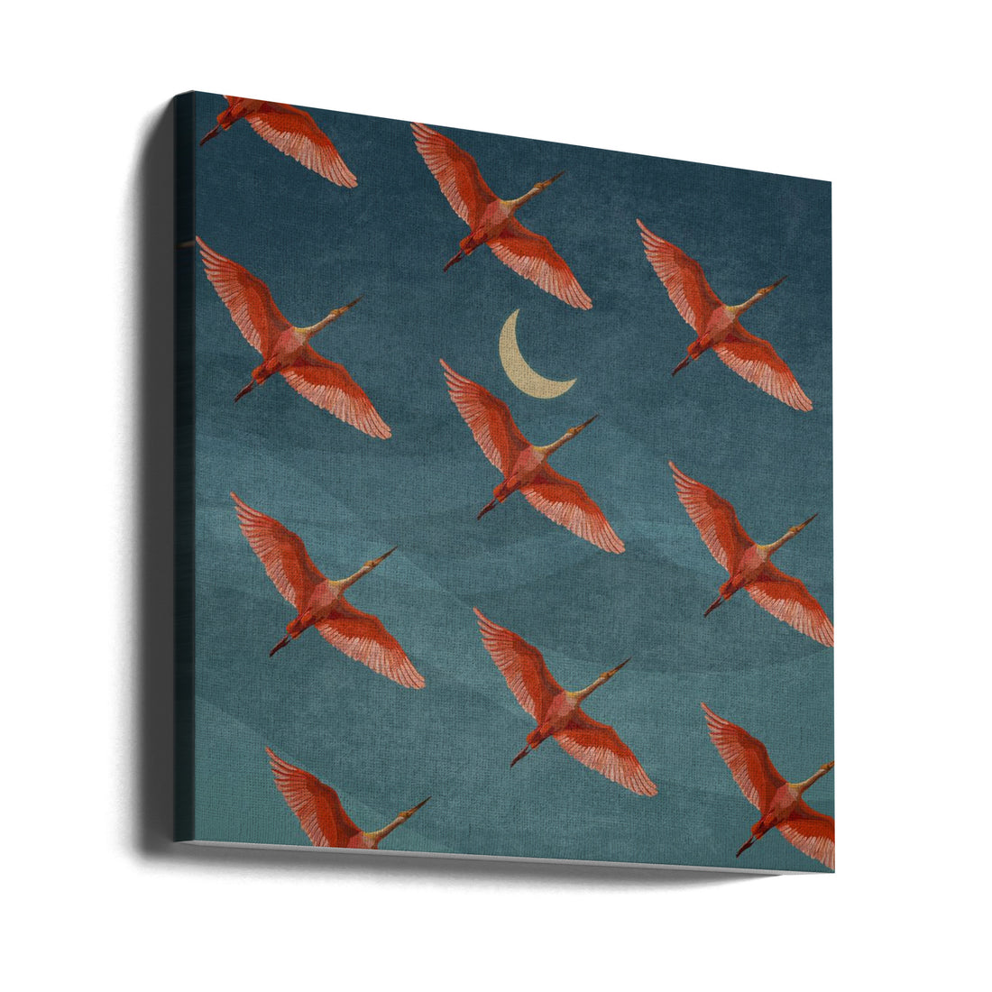 Red Birds Pattern by Emel Tunaboylu | Night Birds Flock, Large Canvas Wall Art Print | Artsy Earth