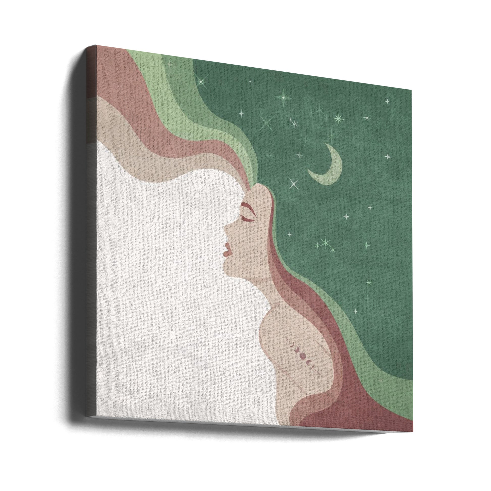 Moon Lady Green by Emel Tunaboylu | Night Sky Woman, Large Canvas Wall Art Print | Artsy Earth