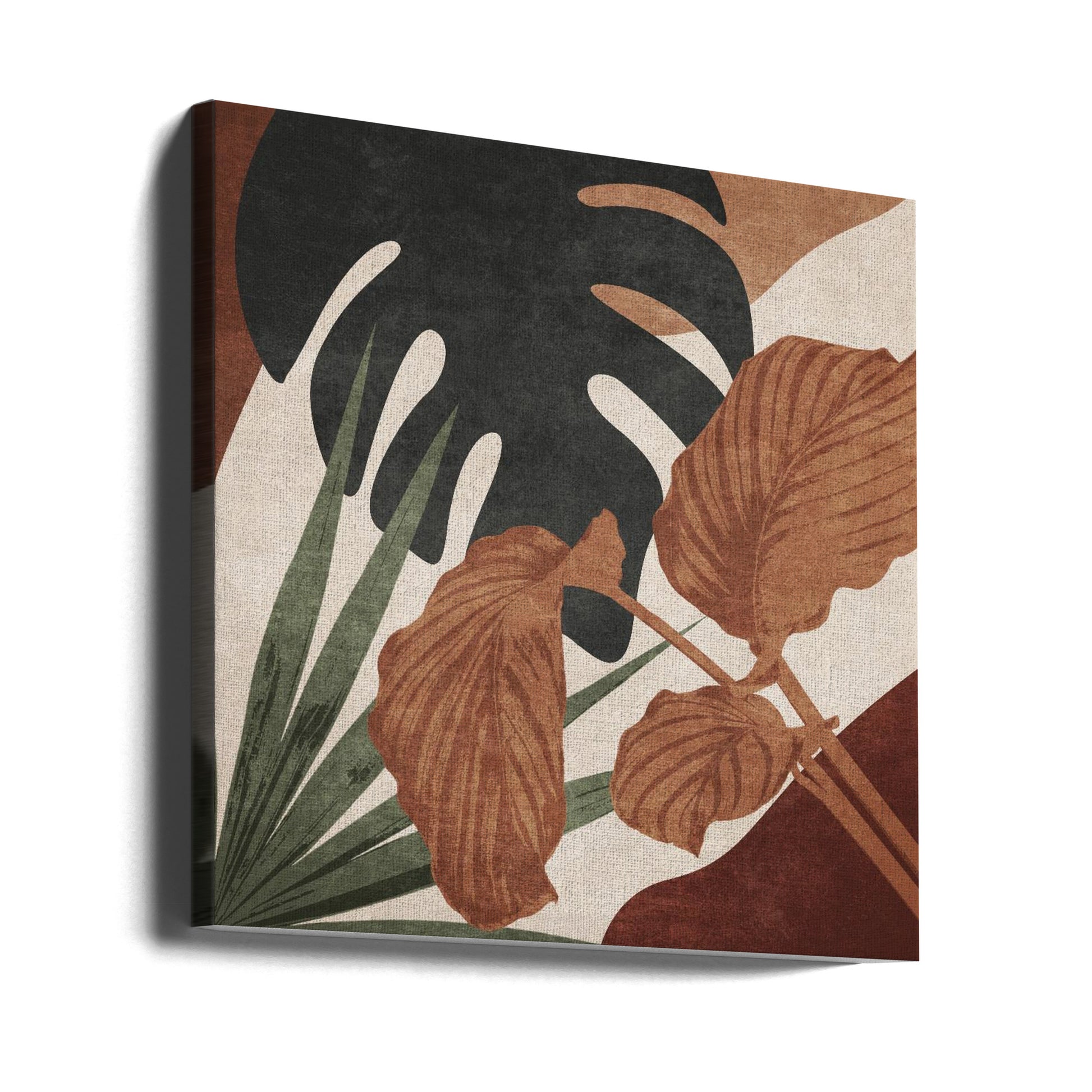 Terracotta Monstera by Emel Tunaboylu | Abstract Botanical Leaf, Large Canvas Wall Art Print | Artsy Earth