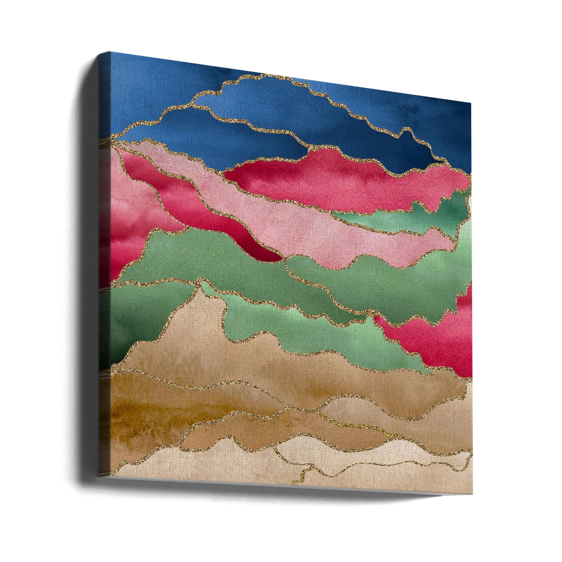 Abstract Watercolor Landscape by Bilge Paksoylu | Colorful Cloudy Background, Large Canvas Wall Art Print | Artsy Earth