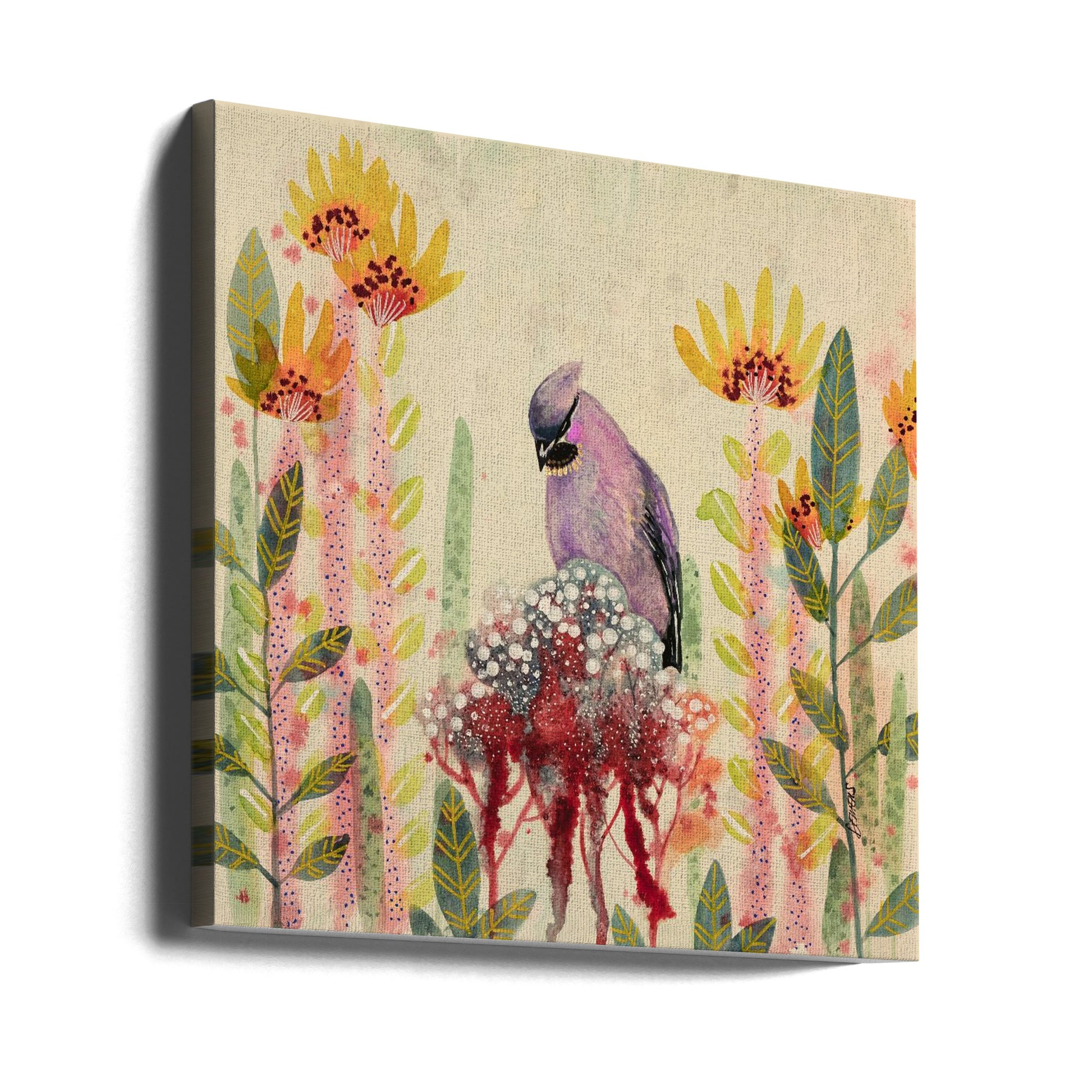 Watercolor Birds Art by Sylvie Demers | Floral Birds Painting, Large Canvas Wall Art Print | Artsy Earth