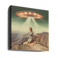 Vintage Alien Abduction UFO Collage Art by Samantha Hearn | Retro Space Surrealism, Large Canvas Wall Art Print | Artsy Earth