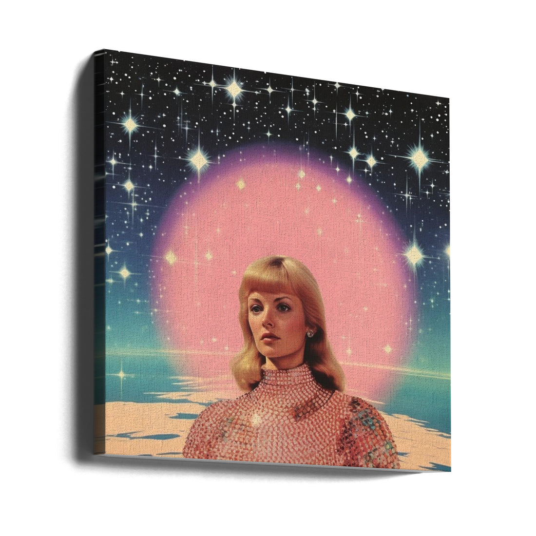 Babe in Space Collage Art by Samantha Hearn | Vintage Space Surrealism, Large Canvas Wall Art Print | Artsy Earth