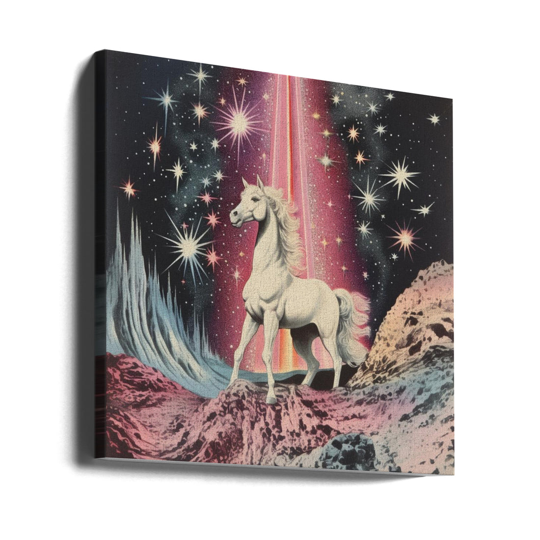 1980s Magical Horse Collage Art by Samantha Hearn | Vintage Space Horse, Large Canvas Wall Art Print | Artsy Earth