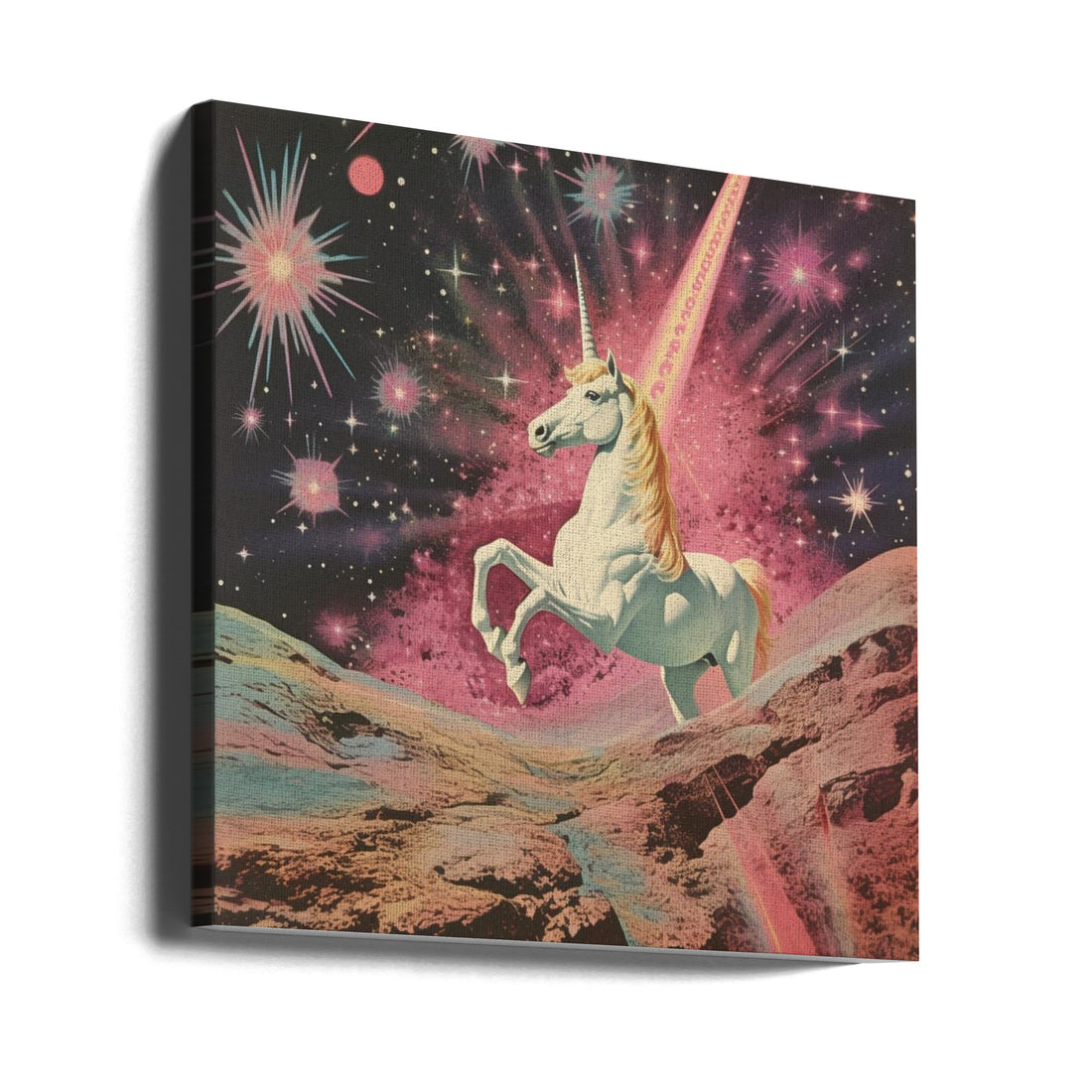 Magic Unicorn Collage by Samantha Hearn | Vintage Space Surrealism, Large Canvas Wall Art Print | Artsy Earth