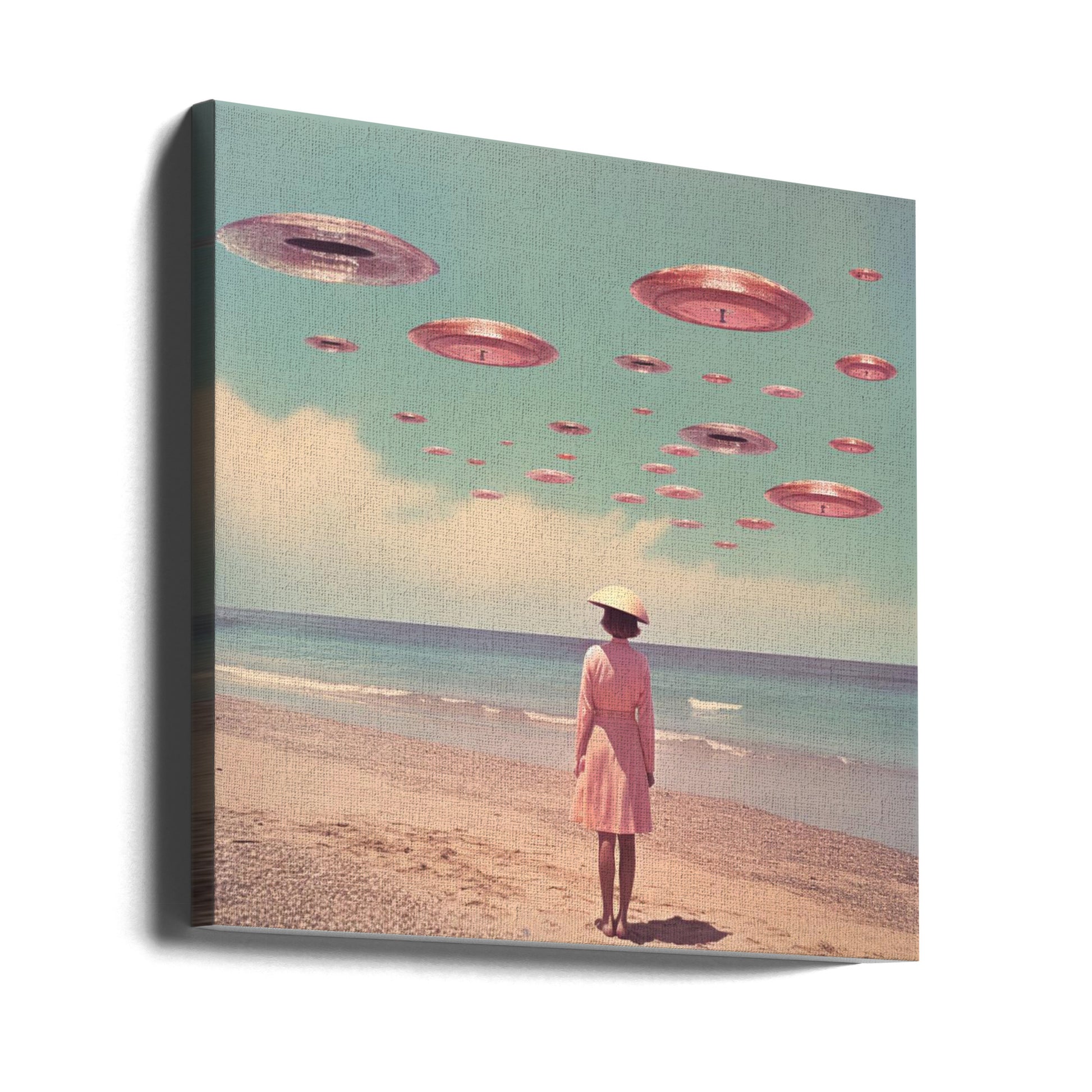 Space Beach Collage by Samantha Hearn | Retro Space Surrealism, Large Canvas Wall Art Print | Artsy Earth